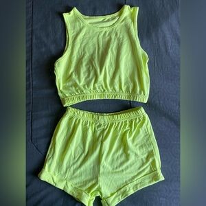Girl neon 2 piece outfit Tank and Shorts Set